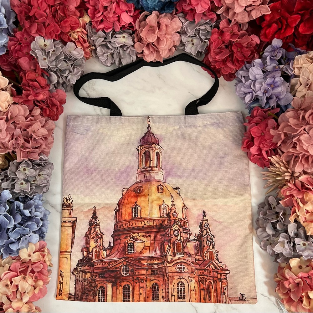 Eco-Friendly Dresden's Frauenkirche of Germany Folding Tote Bag - Picture 2 of 16